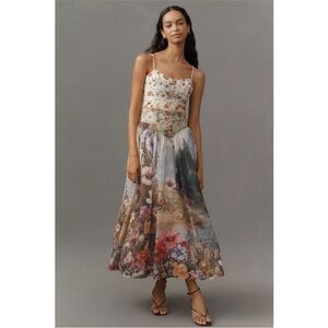 by ANTHROPOLOGIE The Muse Basque-Waist Midi Dress XL